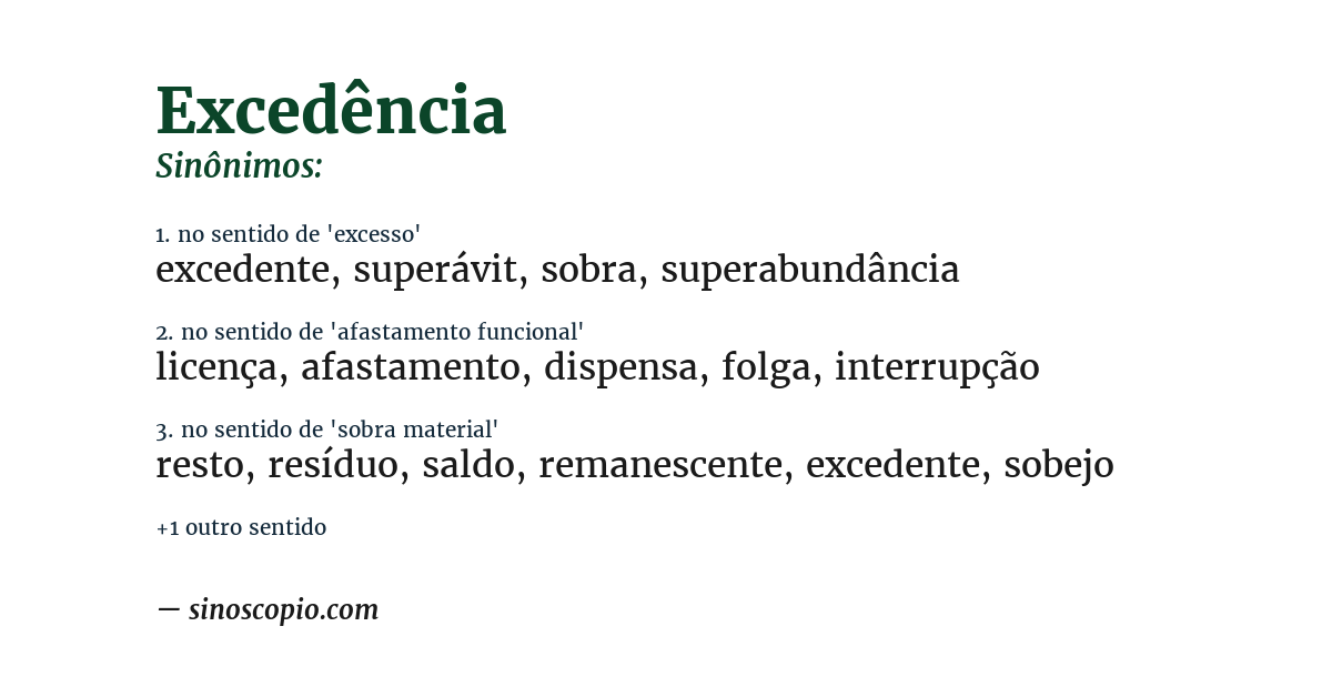 Sinônimo de excedência