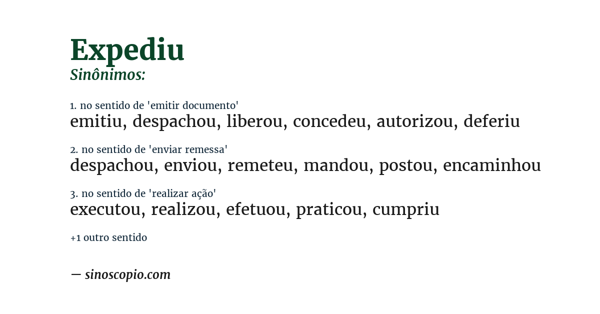 Sinônimo de expediu