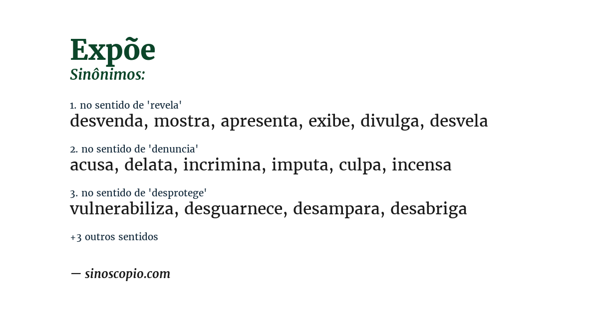Sinônimo de expõe