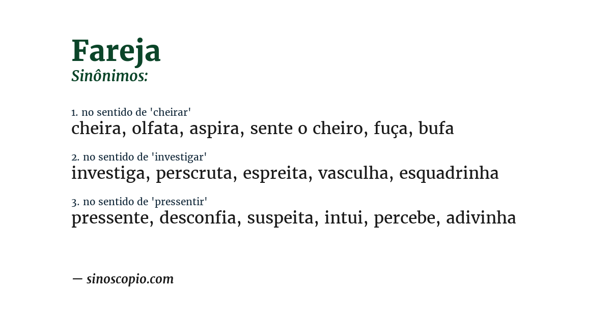 Sinônimo de fareja