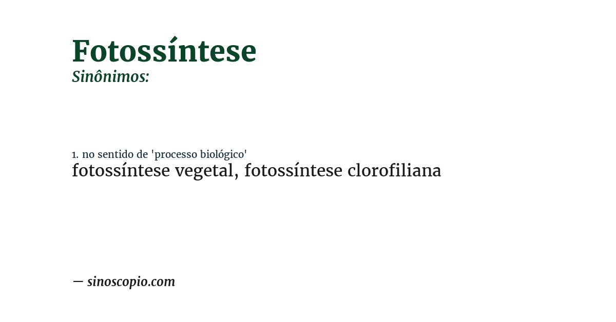 Sinônimo de fotossíntese