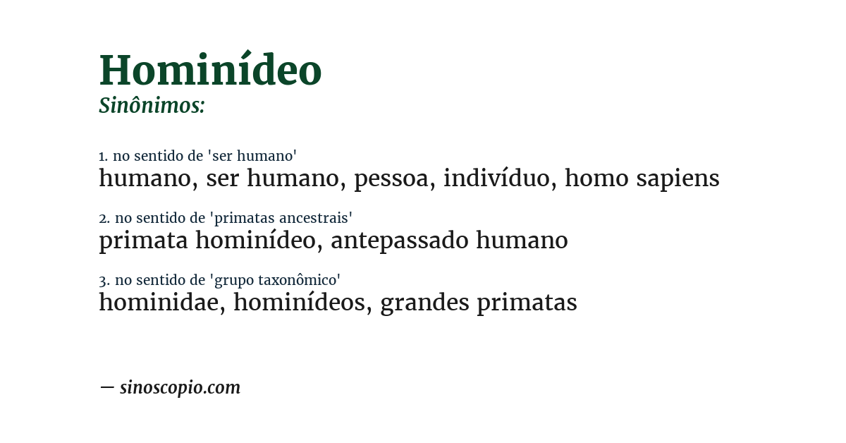Sinônimo de hominídeo
