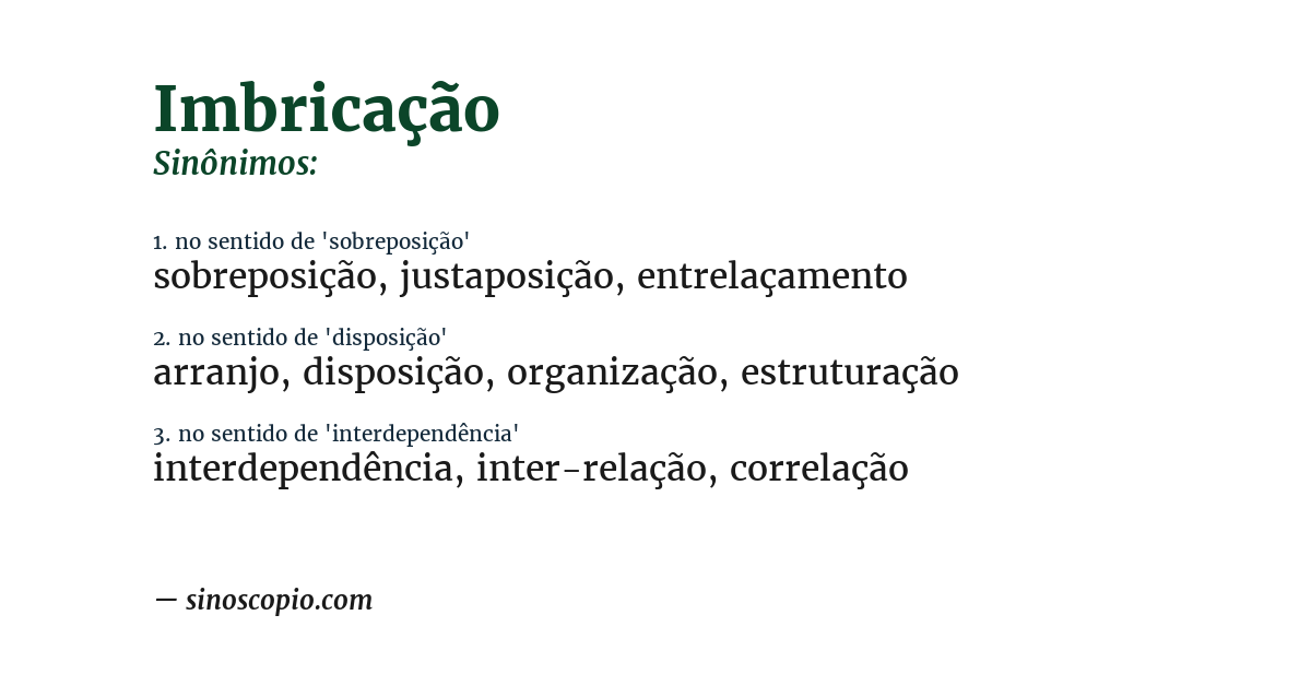 Sinônimo de imbricação