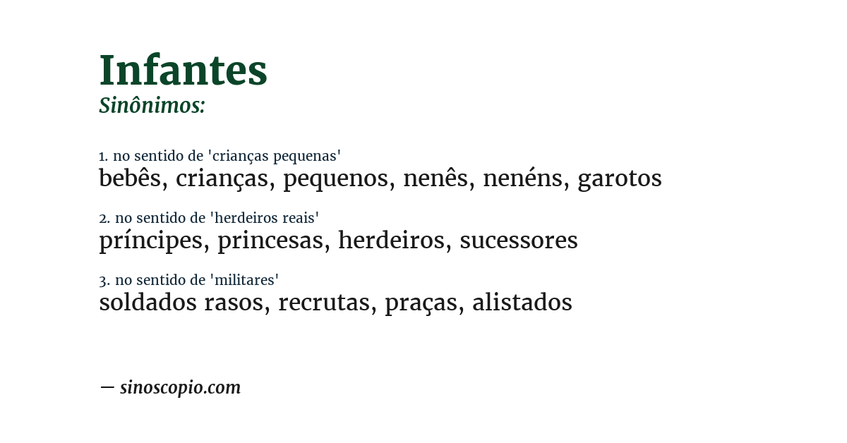 Sinônimo de infantes