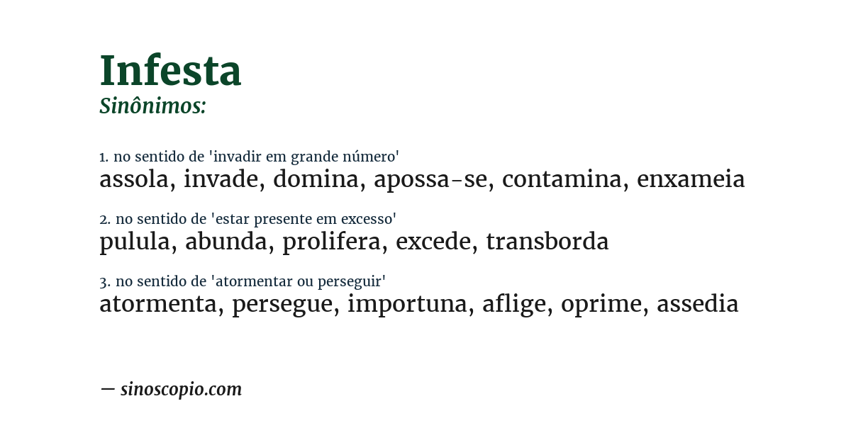Sinônimo de infesta