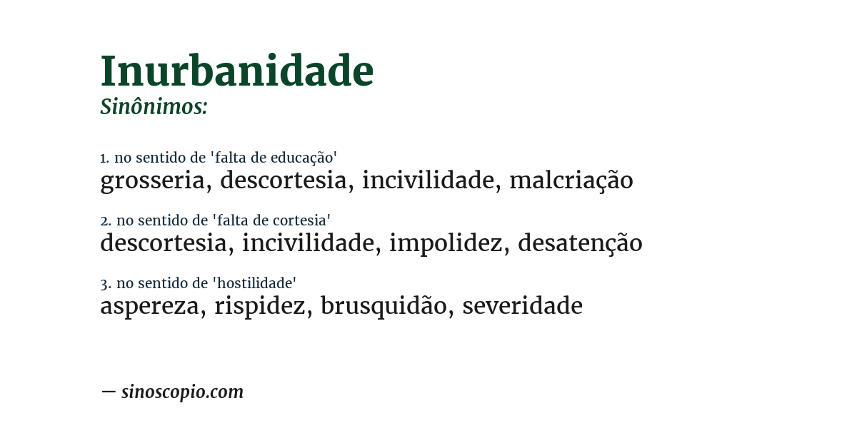 Sinônimo de inurbanidade