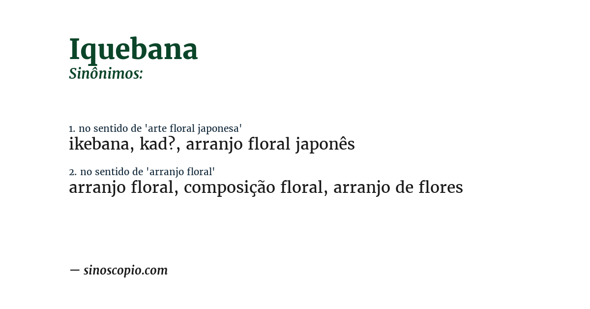 Sinônimo de iquebana