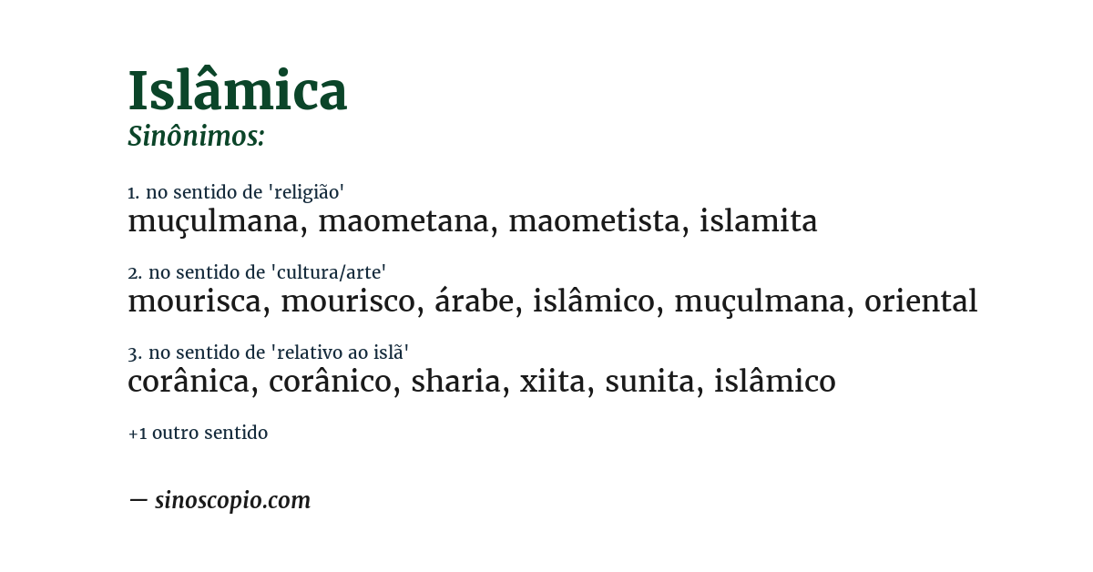Sinônimo de islâmica