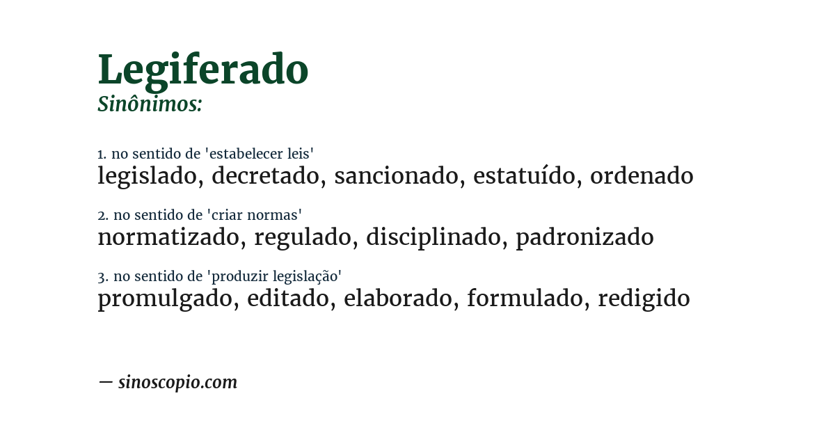 Sinônimo de legiferado