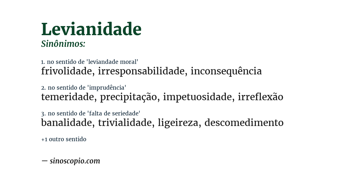 Sinônimo de levianidade