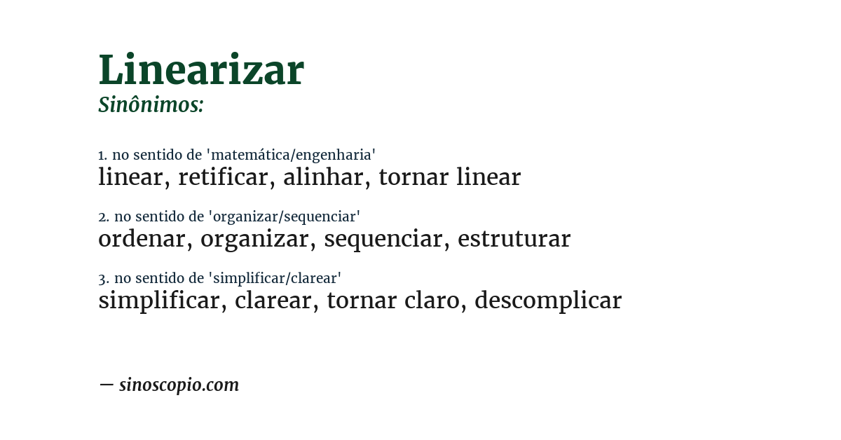 Sinônimo de linearizar