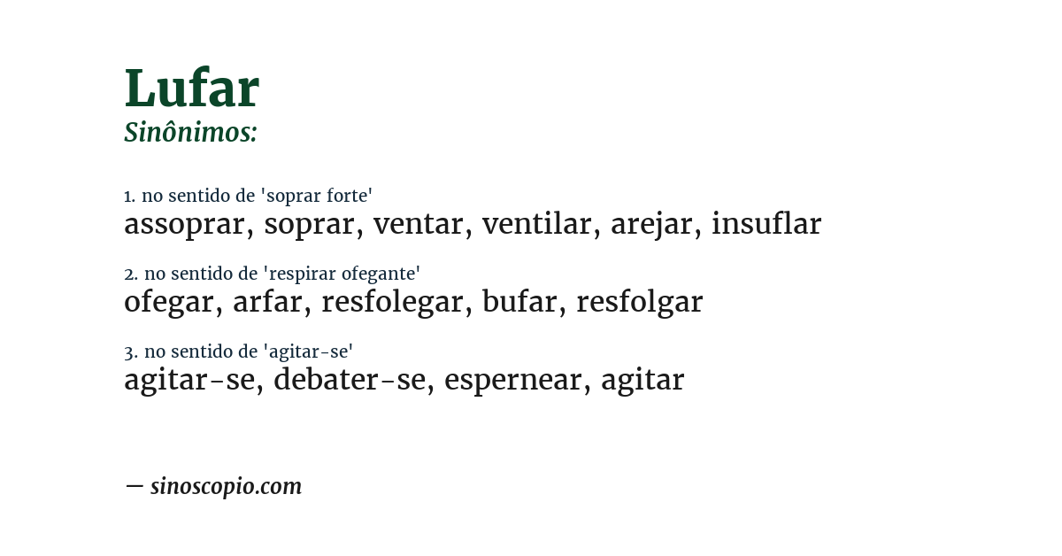 Sinônimo de lufar