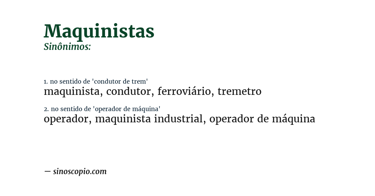 Sinônimo de maquinistas