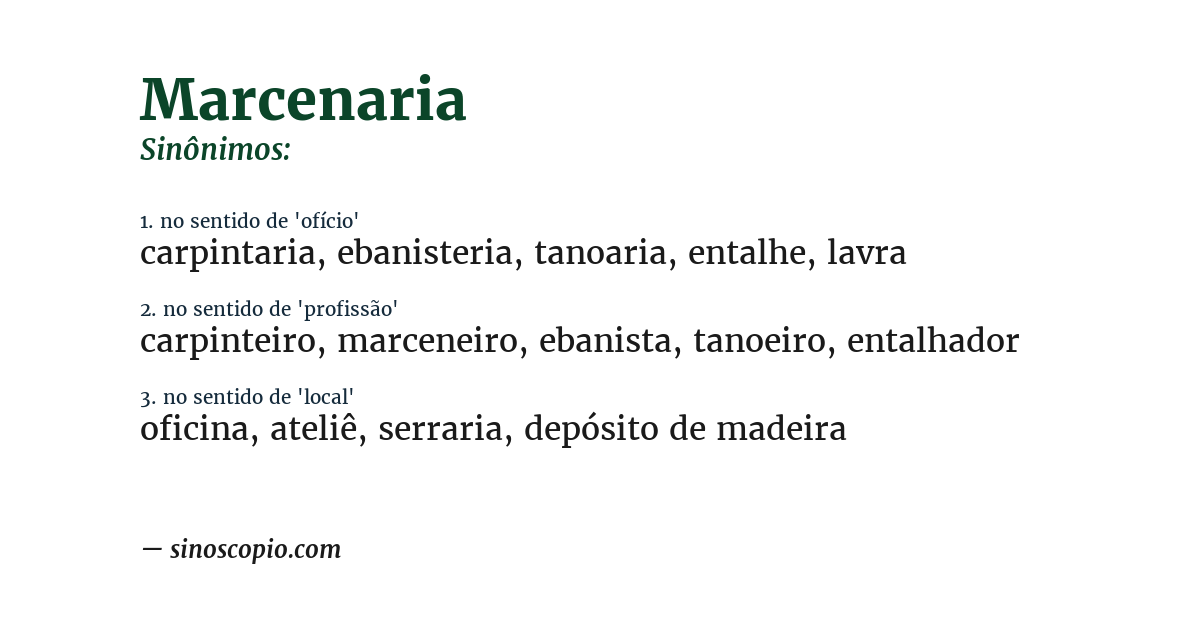 Sinônimo de marcenaria
