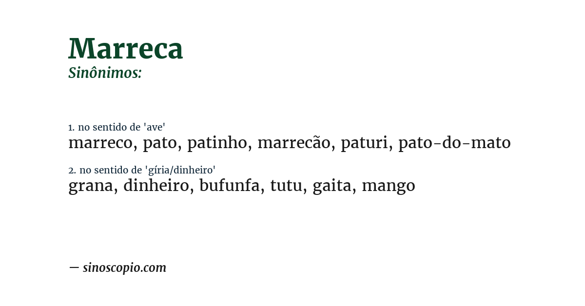 Sinônimo de marreca