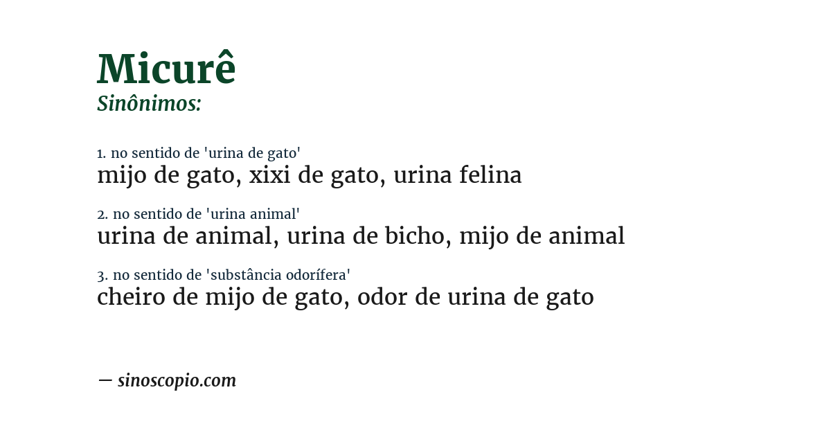 Sinônimo de micurê