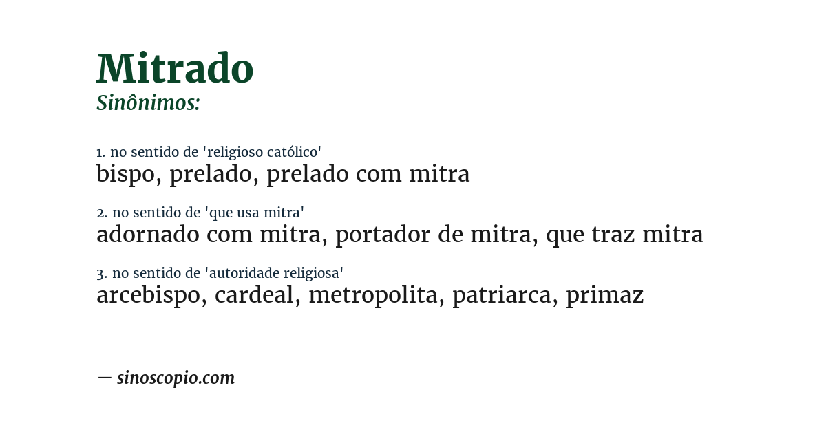Sinônimo de mitrado