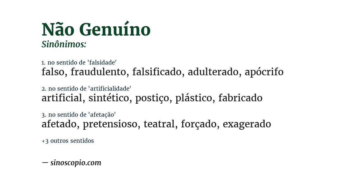 Sinônimo de não genuíno
