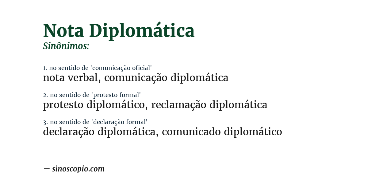Sinônimo de nota diplomática