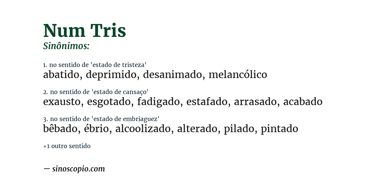 Sinônimo de num tris