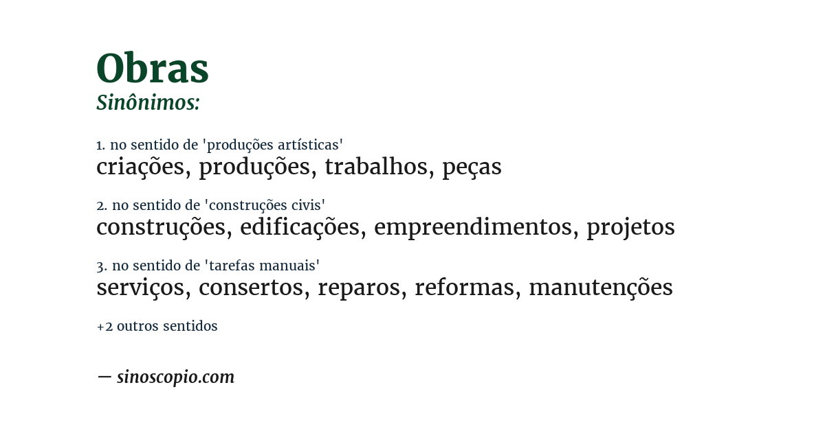 Sinônimo de obras