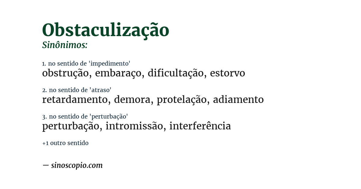 Sinônimo de obstaculização