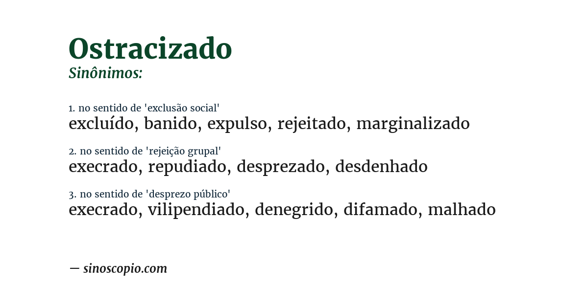 Sinônimo de ostracizado