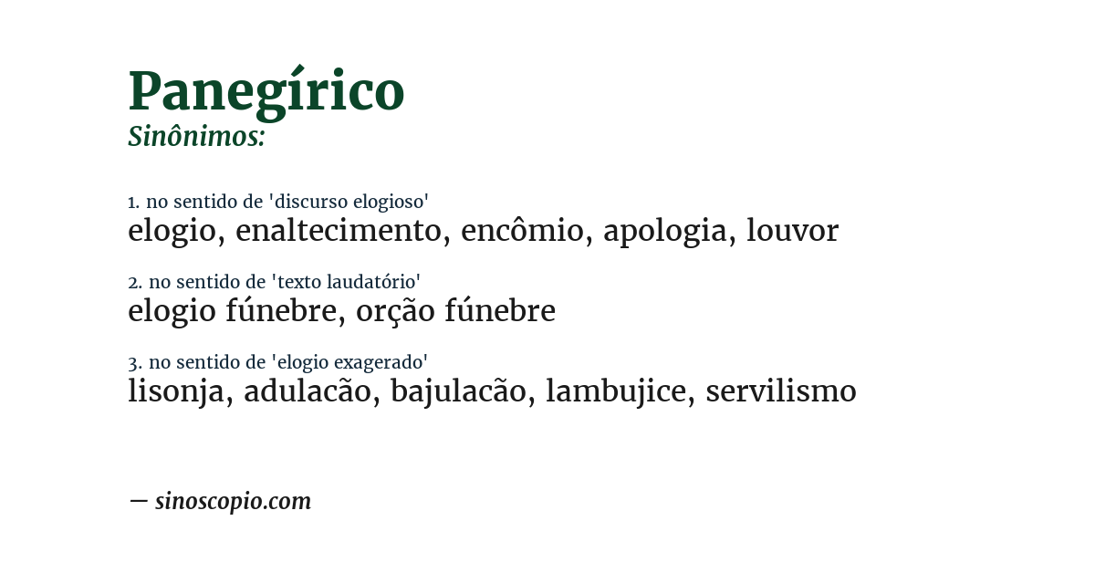 Sinônimo de panegírico