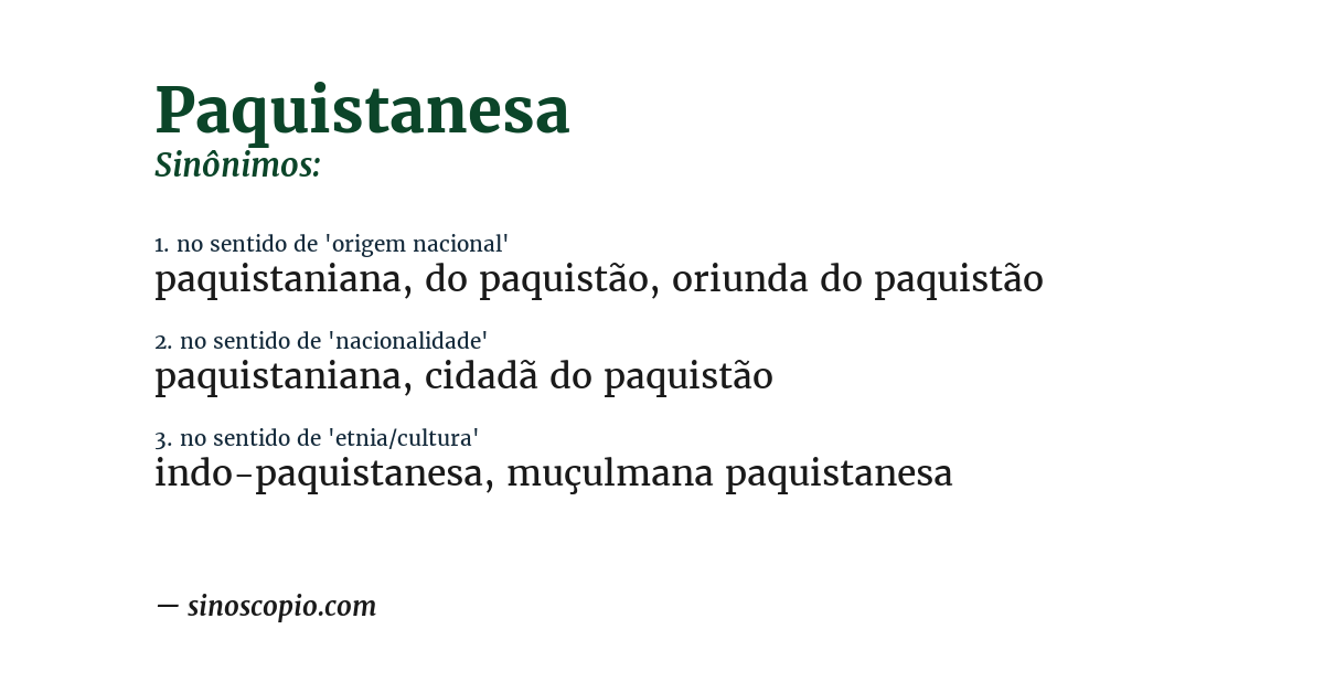 Sinônimo de paquistanesa