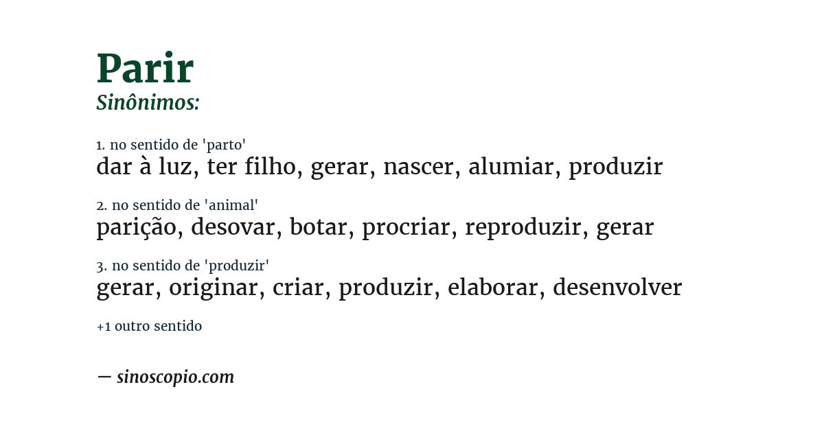 Sinônimo de parir