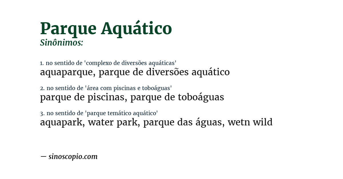 Sinônimo de parque aquático