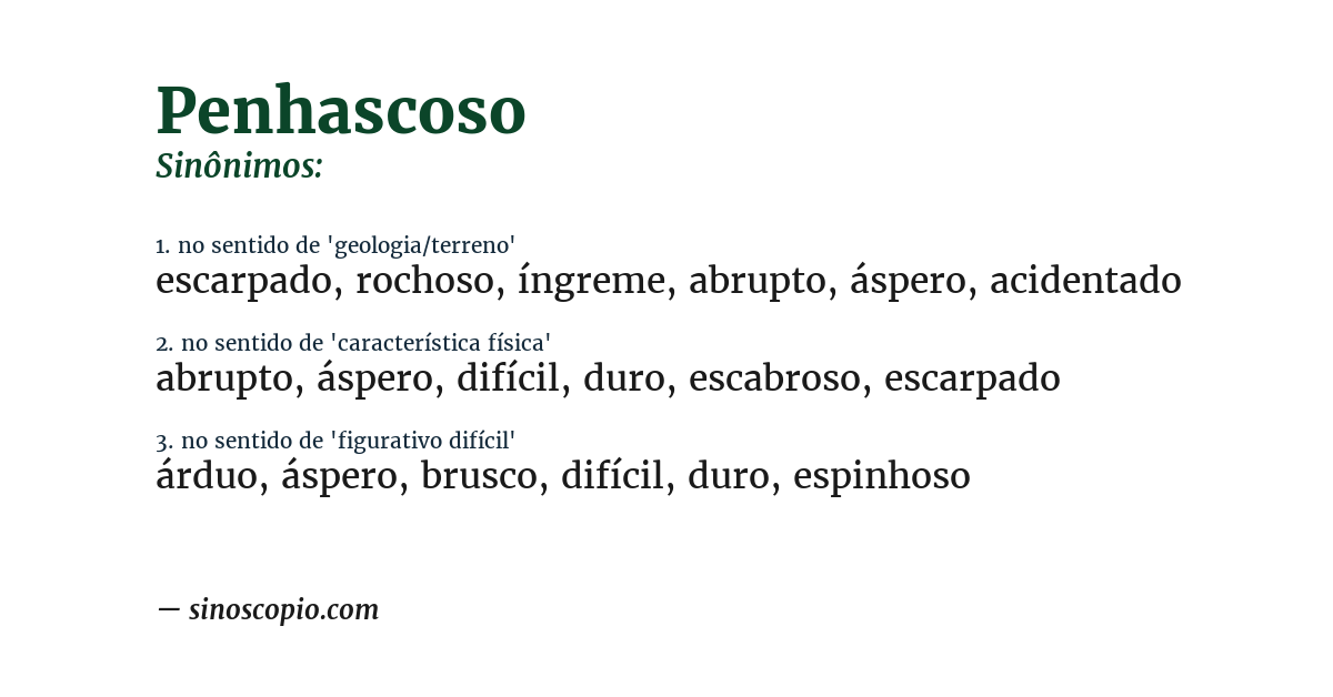 Sinônimo de penhascoso