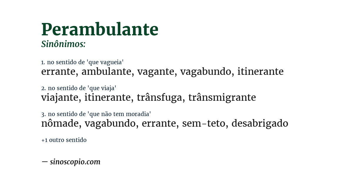 Sinônimo de perambulante