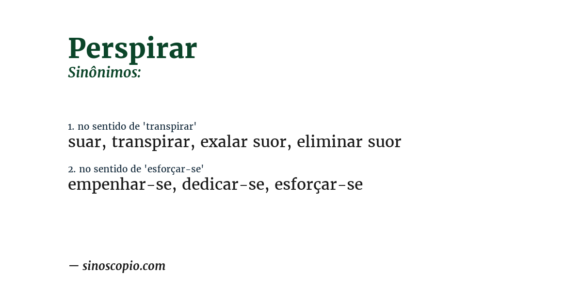 Sinônimo de perspirar