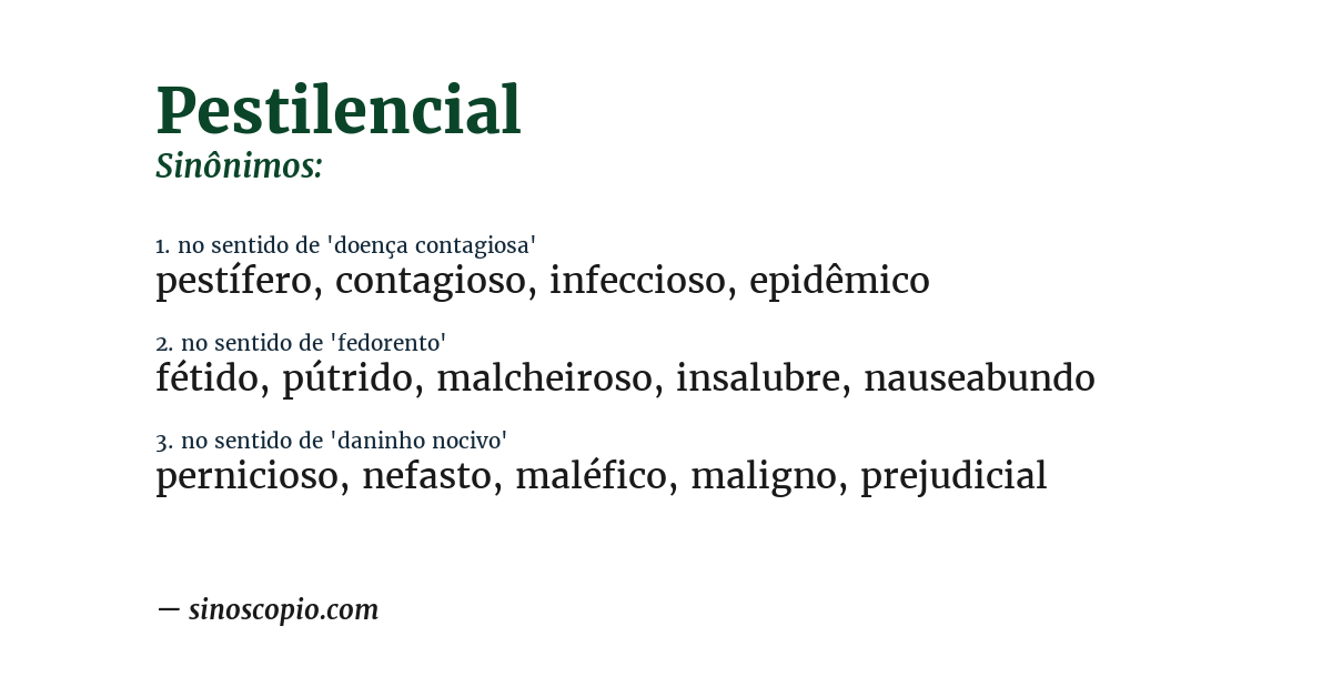 Sinônimo de pestilencial