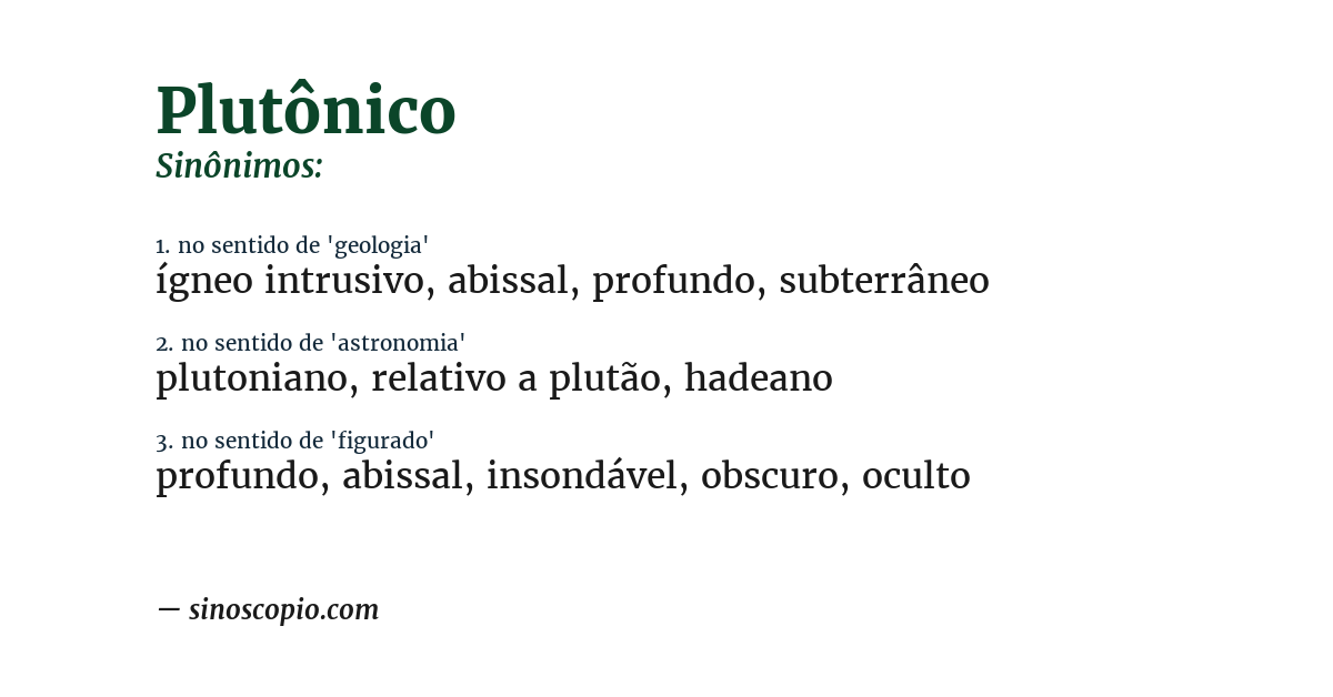 Sinônimo de plutônico
