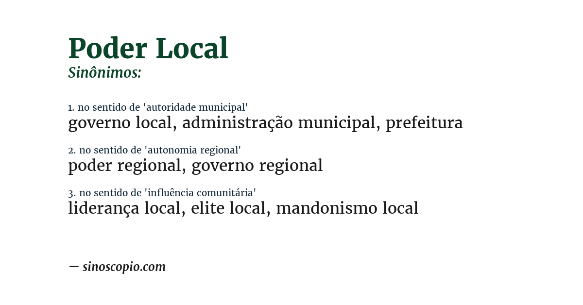 Sinônimo de poder local