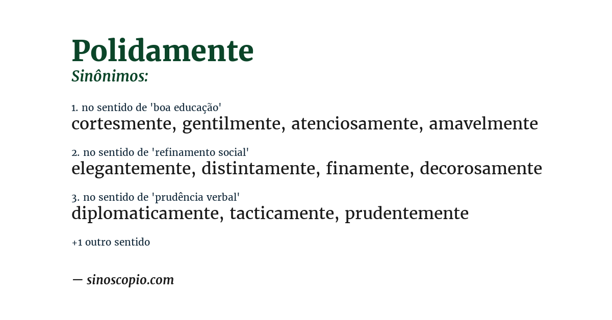 Sinônimo de polidamente