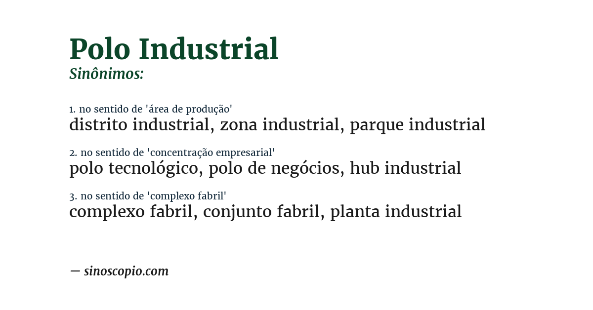 Sinônimo de polo industrial