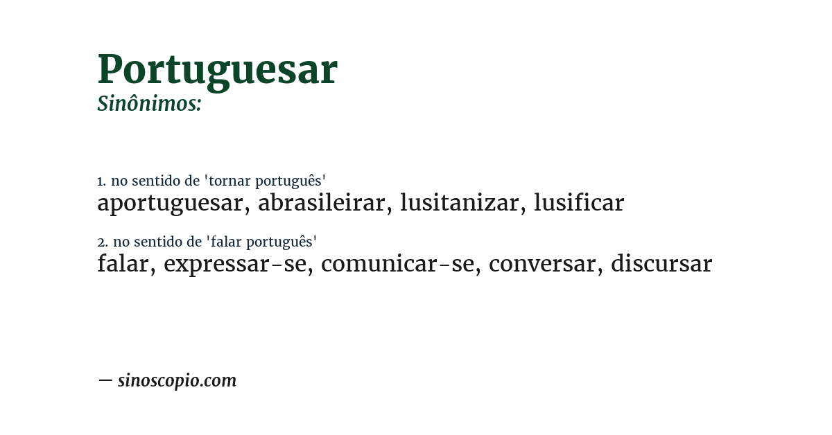 Sinônimo de portuguesar