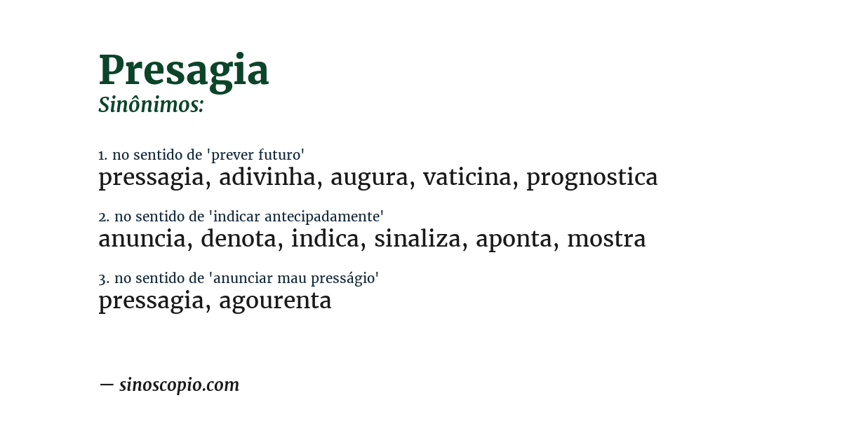 Sinônimo de presagia