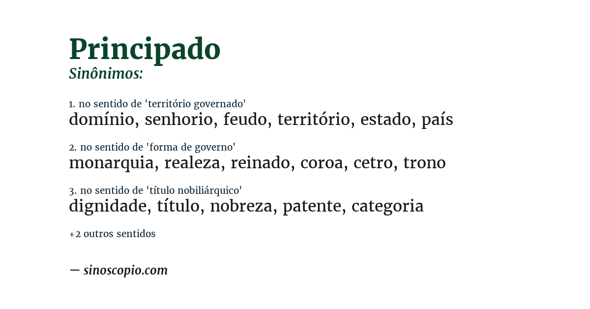 Sinônimo de principado
