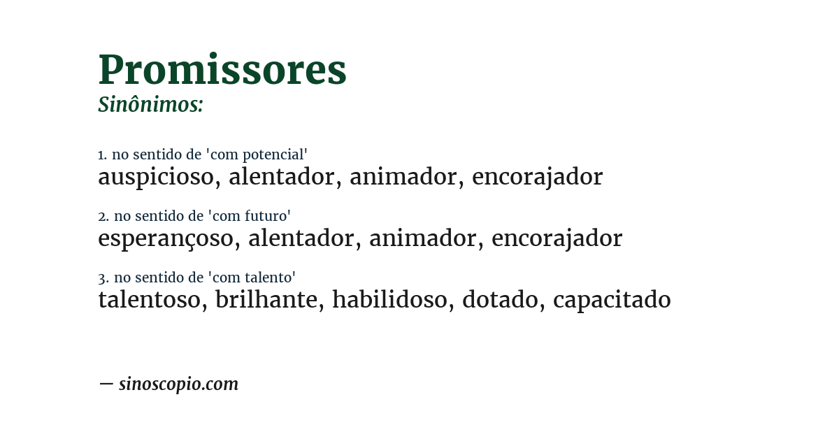 Sinônimo de promissores