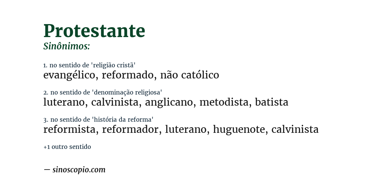 Sinônimo de protestante