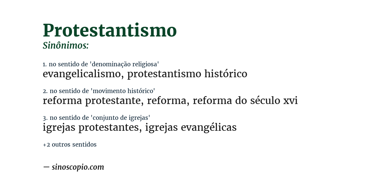Sinônimo de protestantismo