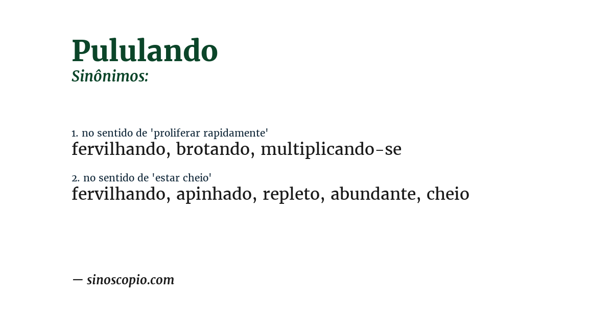 Sinônimo de pululando