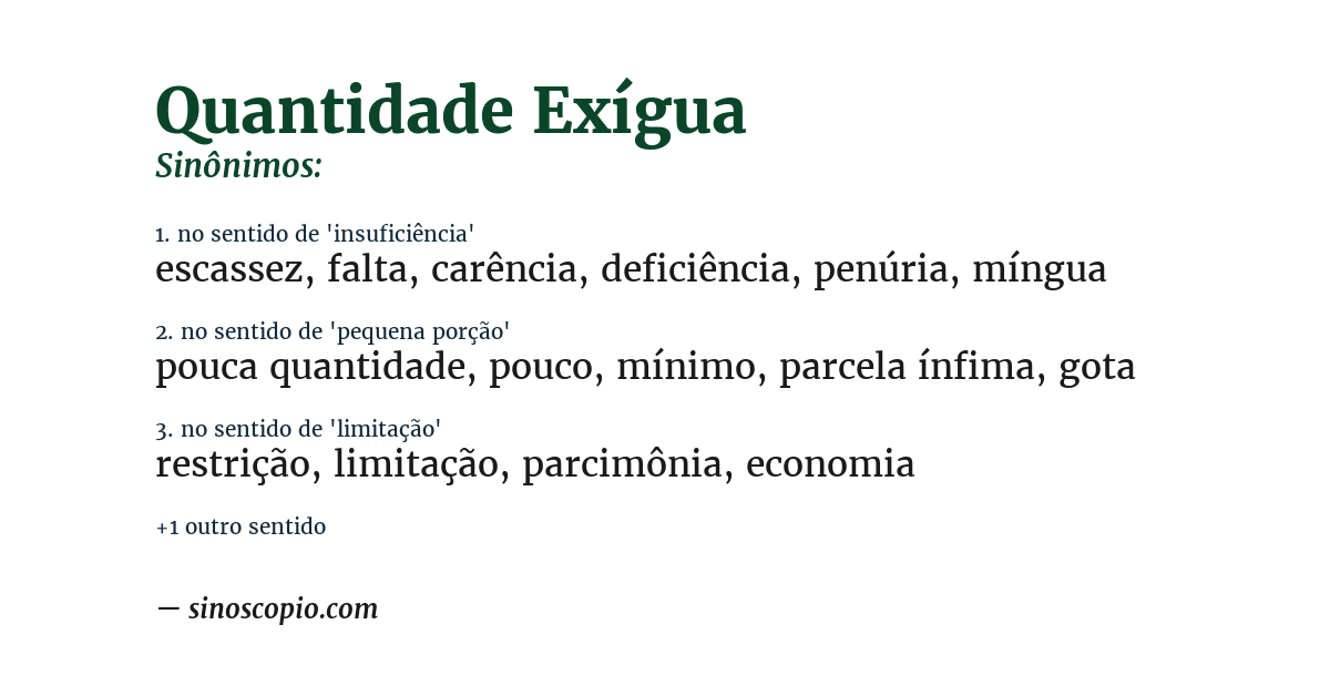 Sinônimo de quantidade exígua