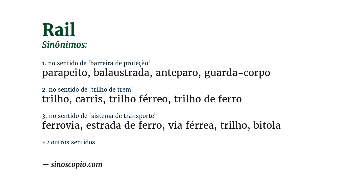 Sinônimo de rail