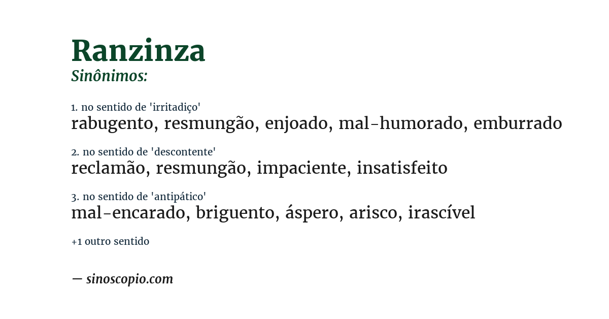 Sinônimo de ranzinza