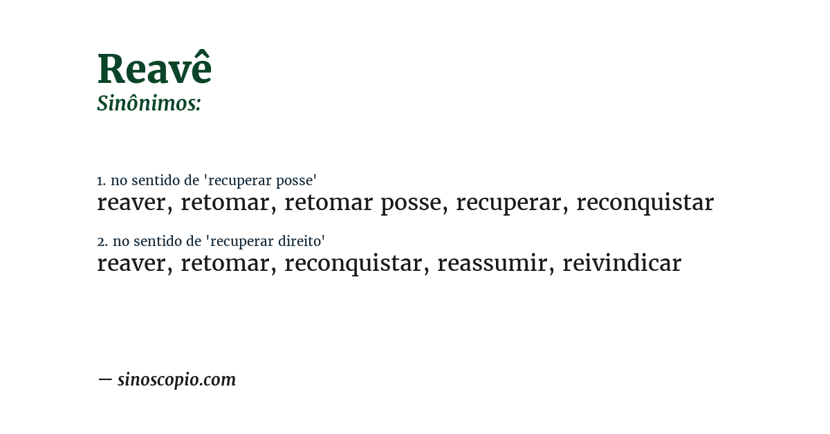 Sinônimo de reavê